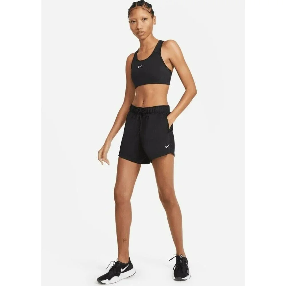 SMALL WOMEN'S NIKE PRO RUNNING SHORTS BLACK WHITE SPORTSWEAR DX6024-010
